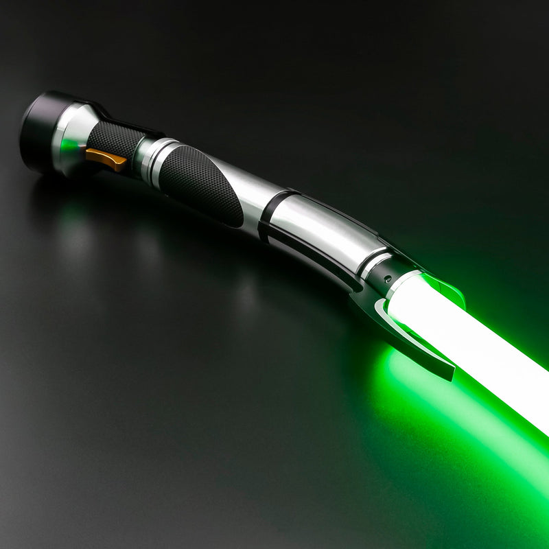 curved hilt green replica lightsaber